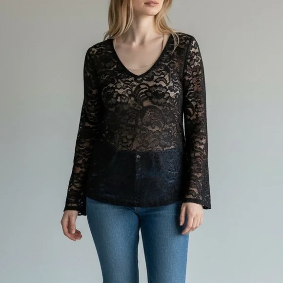 Express Womens Black Sheer Lace Top
Size Small Y2K 90s Whimsigoth Fairy Grunge - Picture 2 of 13